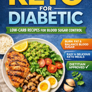 Book cover titled "Keto for Diabetic: Low-Carb Recipes for Blood Sugar Control
