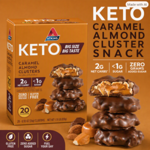 Atkins Keto Caramel Almond Cluster Snack box